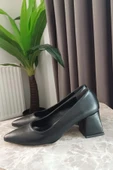 Kadın Nova Siyah Cilt 6,5 cm Kalın Topuklu Stiletto - 3