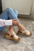 Kadın Tinge Bej Cilt Kalın Mantar Taban Ortopedik  Sandalet  K-250 - 4