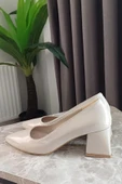 Kadın Nova Krem Rugan 6,5 cm Kalın Topuklu Stiletto - 1
