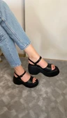 Kadın Dante Siyah Tek Bantlı Kalın Taban Ortopedik Sandalet K-3010 - 5