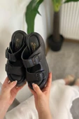 Kadın Oliver Siyah İki Tokalı Kalın Taban Ortopedik Sandalet K-3040 - 2