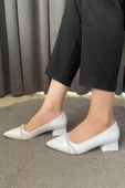 Kadın Valeri Beyaz Çapraz Taşlı Stiletto Alcak Ökçe Abiye Ayakkabı - 4