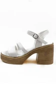 Kadın Ceylo Beyaz Ortopedik İç Taban Platform Topuk Sandalet - 1