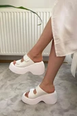 Kadın Oliver Beyaz İki Tokalı Kalın Taban Ortopedik Sandalet K-3040 - 4