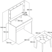 LİGHT MAKYAJ MASASI TABURELİ TAKIM thumbnail 6