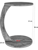 Tekerlekli C Sehpa Koltuk Sehpası  HAM MDF Yan Sehpa Zigon Sehpa Servis Sehpası - Atlantik Çam thumbnail 6