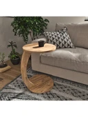 Tekerlekli C Sehpa Koltuk Sehpası  HAM MDF Yan Sehpa Zigon Sehpa Servis Sehpası - Atlantik Çam thumbnail 2