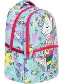 Yeşil Magic Unicorn Figürlü Kız İlkokul Sırt Çantası + Beslenme Çantası (2305) - 4