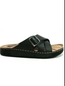 Apella Siyah Tek Tokalı Çapraz Bant Anatomik Comfort Kadın Terlik thumbnail 7