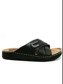 Apella Siyah Tokalı Çapraz Bant Anatomik Comfort Kadın Terlik thumbnail 12