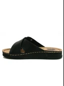 Apella Siyah Tek Tokalı Çapraz Bant Anatomik Comfort Kadın Terlik thumbnail 4