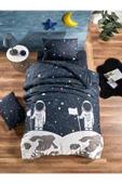 LaLiva Çarşafı Lastikli Doğal Sağlıklı Pamuk Astronotlu Çocuk Nevresim Takımı thumbnail 1