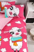LaLiva Çerşafı Lastikli Kuzulu Çocuk Nevresim Takımı Pembe Tek Kişilik thumbnail 4