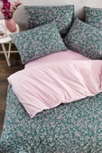 LaLiva Çarşafı Lastikli Tek Kişilik Nevresim Talımı Pembe Yeşil thumbnail 2