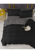 LaLiva Çarşafı Lastikli Tek Kişilik Siyah -gri Nevresim Takımı Antrasit Renk thumbnail 2
