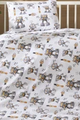 LaLiva %100 Doğal Pamuk Akfil Kumaş Robotlu Bebek Nevresim Takımı thumbnail 3