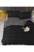 LaLiva Çarşafı Lastikli Çift Kişilik Siyah Gri Nevresim Takımı thumbnail 2
