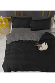 LaLiva Çarşafı Lastikli Tek Kişilik Siyah -gri Nevresim Takımı Antrasit Renk thumbnail 1