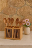 Bambu Ikili Kaşıklık Kutusu, Bambu Çatal Kaşıklık (13CM) - 1