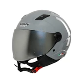 Sway SW 765 Güneş Vizörlü Yarım Motosiklet Kaskı Nardo Gri thumbnail 2