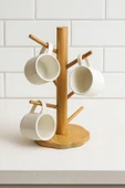 Bambu Fincan Rafı, Bambu Bardaklık (35CM) - 1