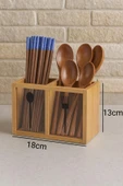 Bambu Ikili Kaşıklık Kutusu, Bambu Çatal Kaşıklık (13CM) - 3