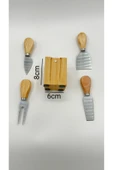 Bambu 4'lü Bıçaklık Seti, Bambu Peynir Kesme Aparatı (6X8X13CM) - 3