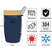 Igloo Bamboo Yemek Termosu 500ml-LACİVERT thumbnail 3