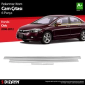 S-Dizayn Honda Civic Krom Cam Çıtası 6 Prç 2006-2012 thumbnail 1