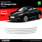 S-Dizayn Renault Fluence Krom Ön Tampon Çıtası 4 Prç. 2013-2016 Makyajlı thumbnail 1