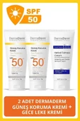 Dermaderm 2 Adet Spf 50+ Güneş Koruma Vitaminli Yüz ve Vücut Güneş Kremi 2 x 100ml ve 1 Adet Bitkisel Gece Leke Kremi 100 ml - 1