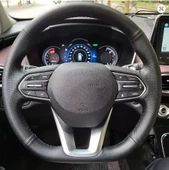 Hyundai Santa Fe 2019-2020 Araca Özgü Dikmeli Direksiyon Kılıfı SİYAH thumbnail 1