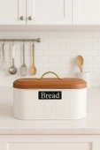 Modern Beyaz Metal Ekmeklik & Ekmek Sepeti 34*19*16 cm thumbnail 2