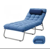 Minderli Yastıklı Kamp Yatağı Katlanır Şezlong Kampet Mavi 1632 - 1