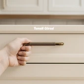 Tırtıklı Bronz Metal Kulp 128 mm 12.8 cm Mobilya Çekmece Dolap Dolabı Modern Kapak Kulpları thumbnail 3