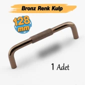 Tırtıklı Bronz Metal Kulp 128 mm 12.8 cm Mobilya Çekmece Dolap Dolabı Modern Kapak Kulpları thumbnail 1