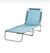 Minderli Yastıklı Kamp Yatağı Katlanır Şezlong Kampet Açık Mavi 1633 - 2