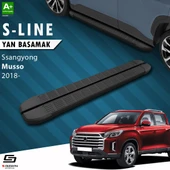 S-Dizayn Ssangyong Musso S-Line Siyah Yan Basamak 203 Cm 2018 Üzeri A+ Kalite thumbnail 1