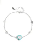 Turkuaz Mineli Kalpli Aşk Kadın Gümüş Bileklik - 1
