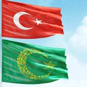 70x105cm Alpaka Kumaş Türk Bayrağı + 100x150cm Raşel Kumaş Yeşil Kelime-i Tevhid Bayrak 2 Bayrak Set - 1