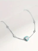 Turkuaz Mineli Kalpli Aşk Kadın Gümüş Bileklik - 3