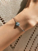 Turkuaz Mineli Kalpli Aşk Kadın Gümüş Bileklik - 2