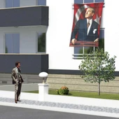 Göğe Bakan Sivil Atatürk -Ay Yıldız-Kutlama- Okul- Anı- Poster Cephe Bayrağı - Bayrak -1,5x2,25Metre - 1