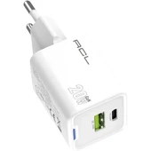 ACL AC-97 20Watt, 1xUSB-A 1xUSB-C, 1mt Type-C to Lightning Kablo Duvar Şarj Aleti Seyahat Şarj thumbnail 1