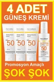 Dermaderm 3 Adet Spf 50+ Güneş Koruma Vitaminli Yüz ve Vücut Güneş Kremi 3 x 100ml ve 1 Adet Yüksek Koruma Leke Karşıtı Güneş Kremi - 1
