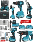 Pro drager Kömürsüz Motor Şarjlı Matkap,Taşlama,Yağ Pompalı Testere,Somun Sıkma,Kırıcı Delici  5 li Ultra Set - 1
