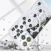 iPhone 16 Pro Max Kılıf Sıvılı Simli Baskılı Şeffaf Arka Yüzey Mossa Silikon Kılıf thumbnail 8