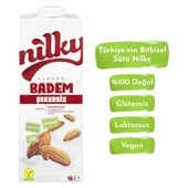 Şekersiz Badem Sütü Glütensiz Bitkisel Bazlı Laktosuz Vegan 1 lt - 1