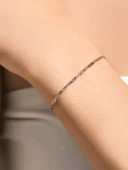 Dikdörtgen Zincir Zarafeti Kadın Gümüş Bileklik thumbnail 2