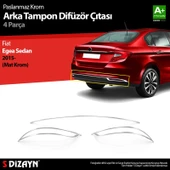 S-Dizayn Fiat Egea SD Krom Arka Tampon Difüzör Çıtası 3 Prç. 2015 Üzeri (Mat Krom) A+ Kalite - 1